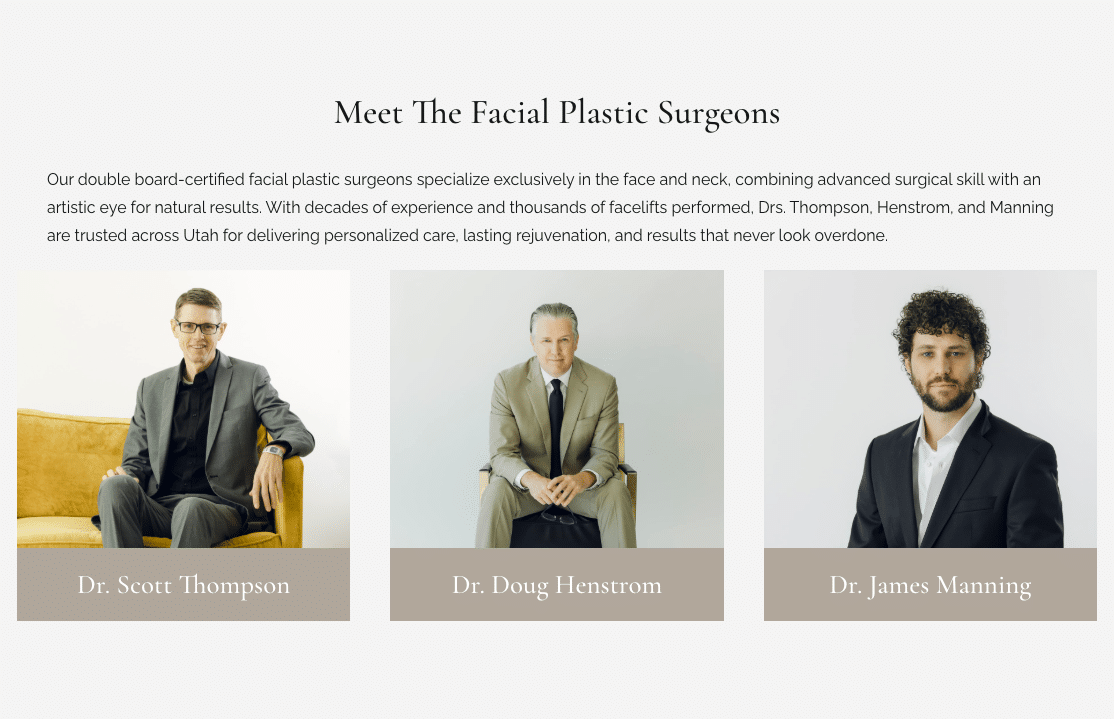 Double Board-Certified Surgeons Utah Facial Plastics